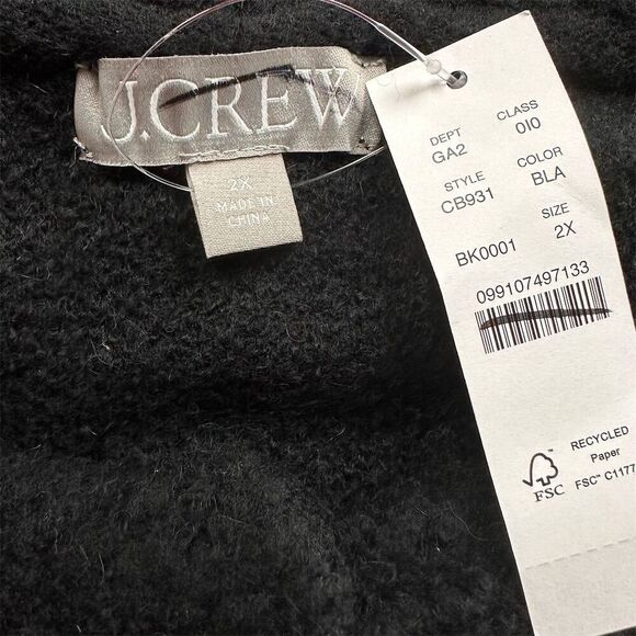 NWT J. Crew Women's 2X Black Textured Sweater Lady Jacket Preppy Classic - Picture 6 of 7
